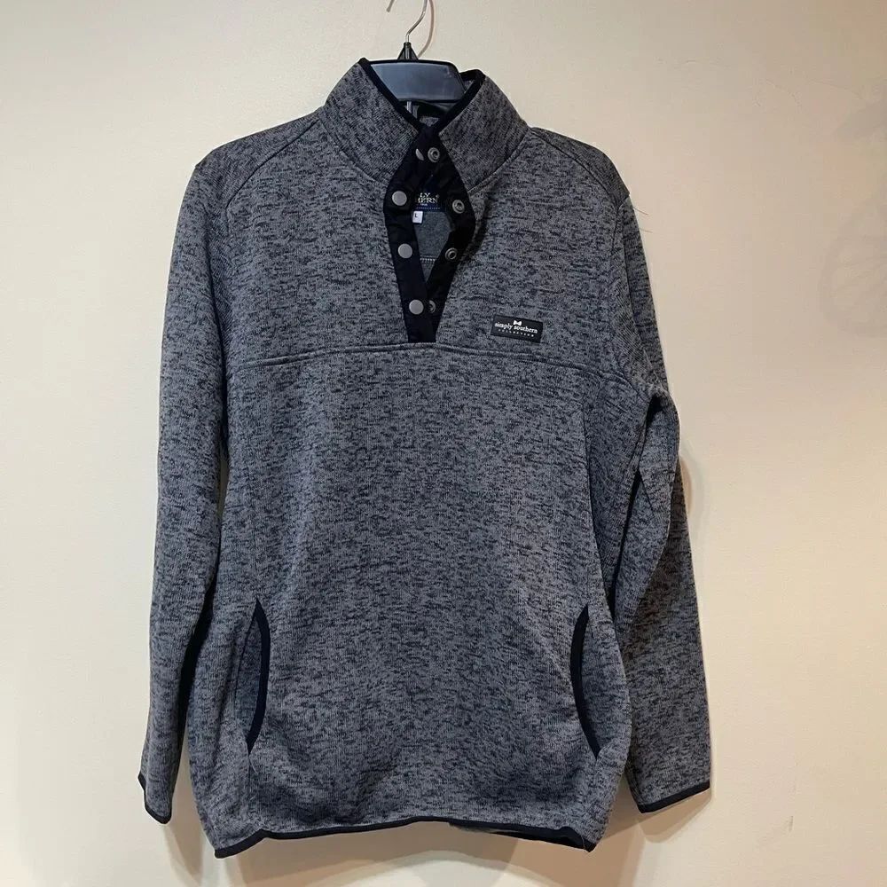 Simply Southern Pullover Long Sleeve Black and Gray Womens L NWOT